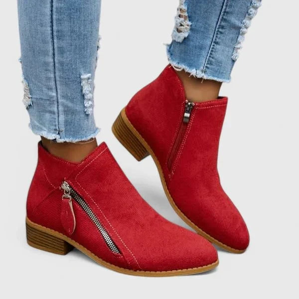 Cecily | Blue Side-Zip Ankle Boots