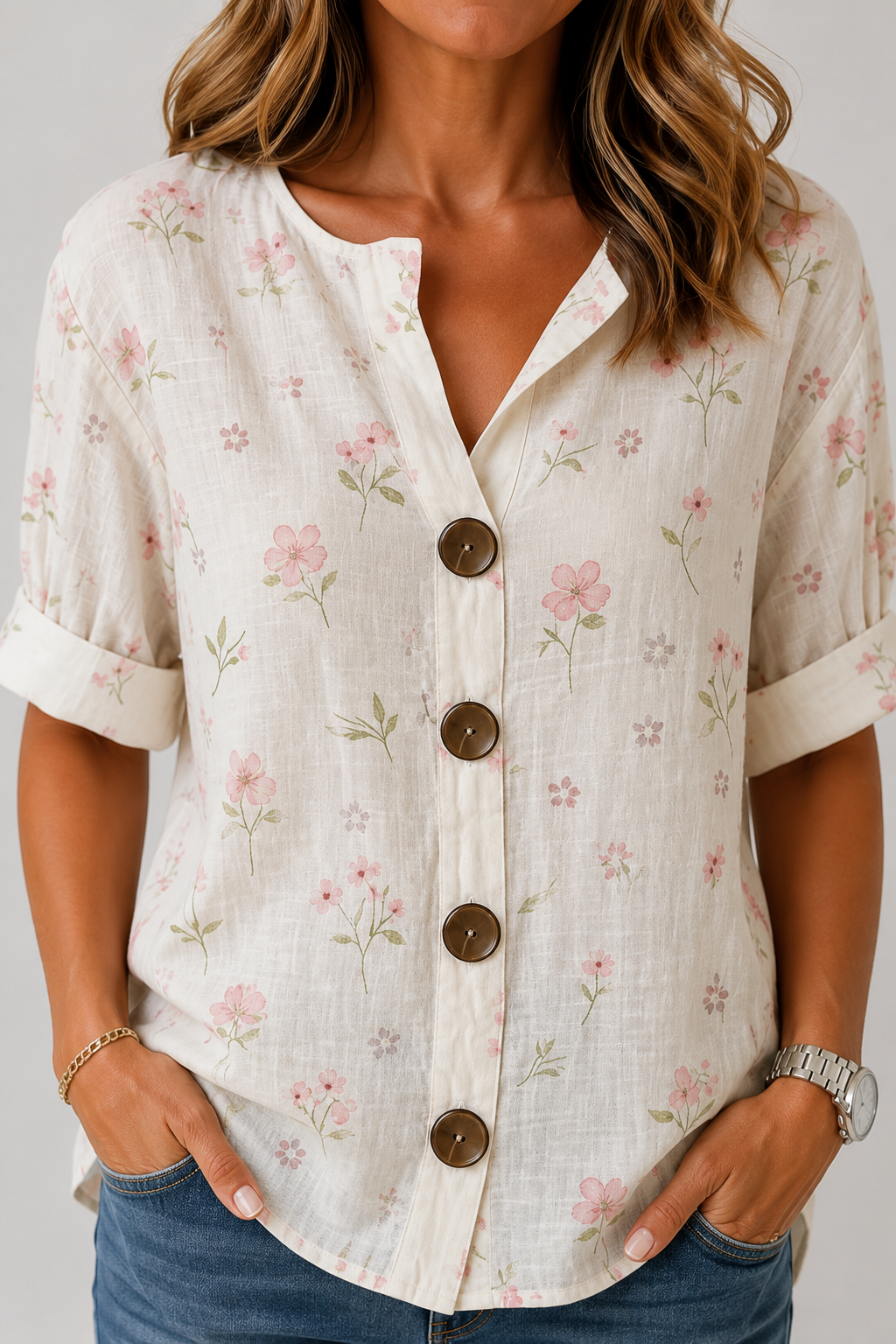 Tessa | Ditsy Floral Button Blouse
