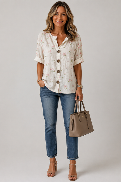 Tessa | Ditsy Floral Button Blouse