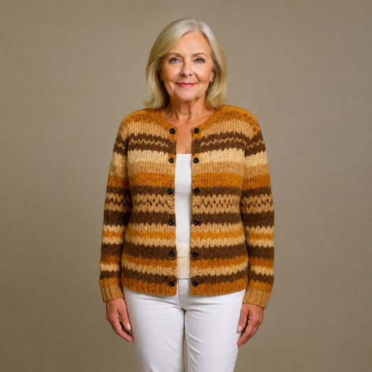 Rose | Brown Striped Pattern Cardigan