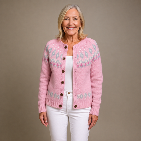 Carol | Soft Pink Patterned Cardigan
