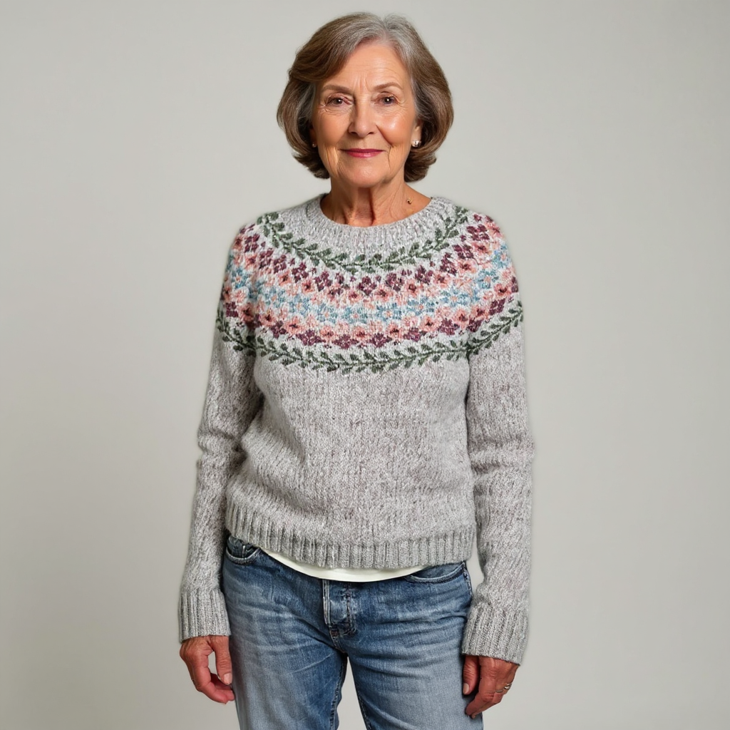 Chelsea | Grey Floral Fair Isle Jumper