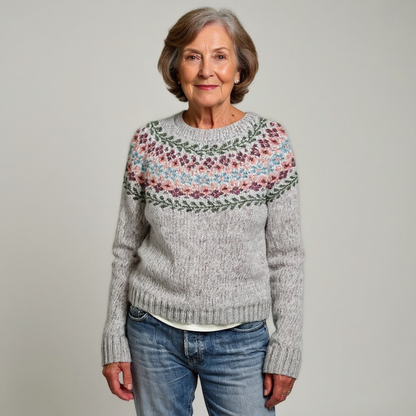 Chelsea | Grey Floral Fair Isle Jumper
