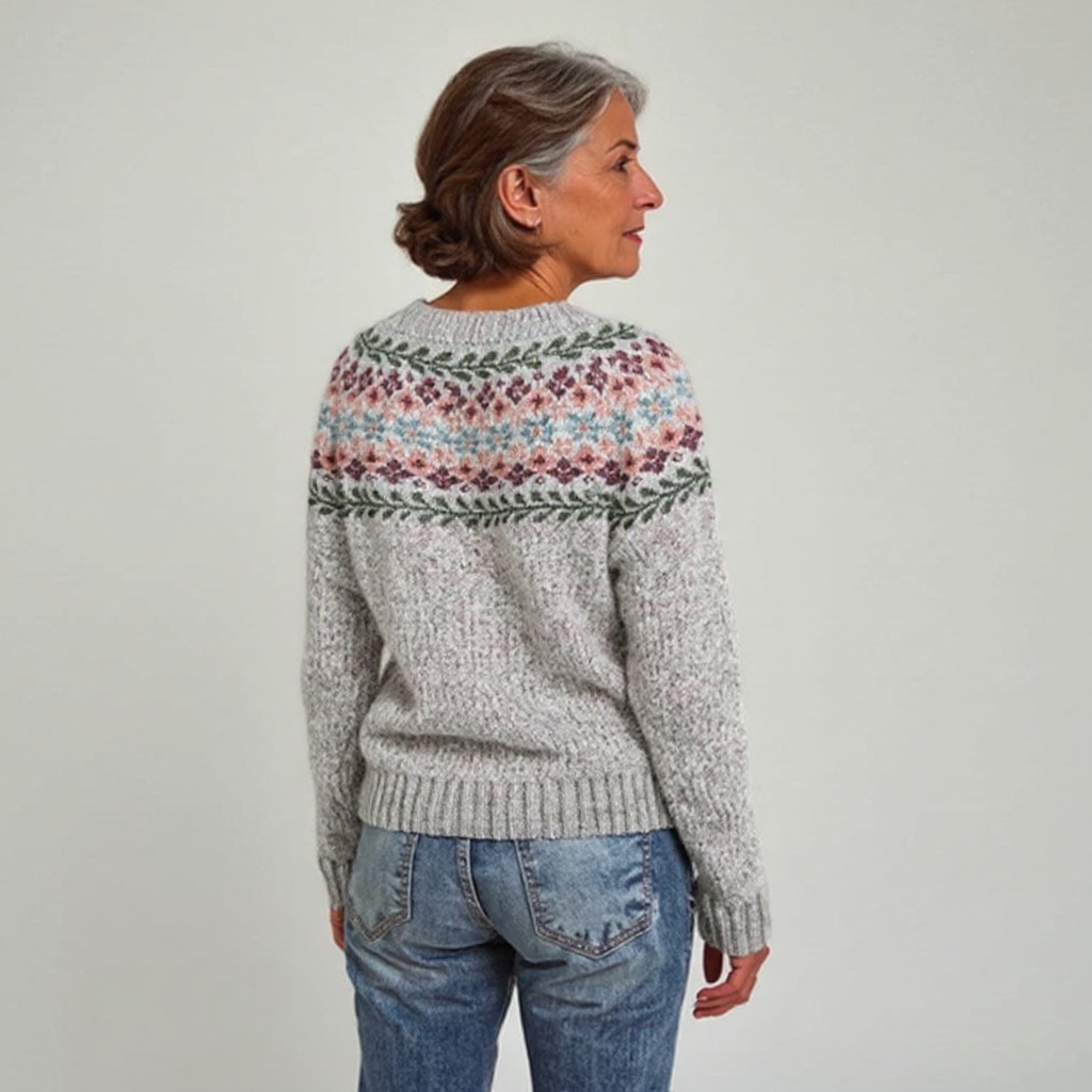 Chelsea | Grey Floral Fair Isle Jumper
