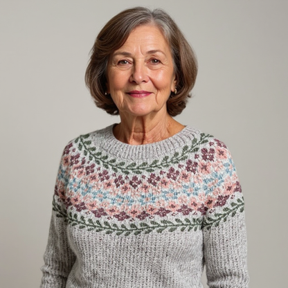 Chelsea | Grey Floral Fair Isle Jumper