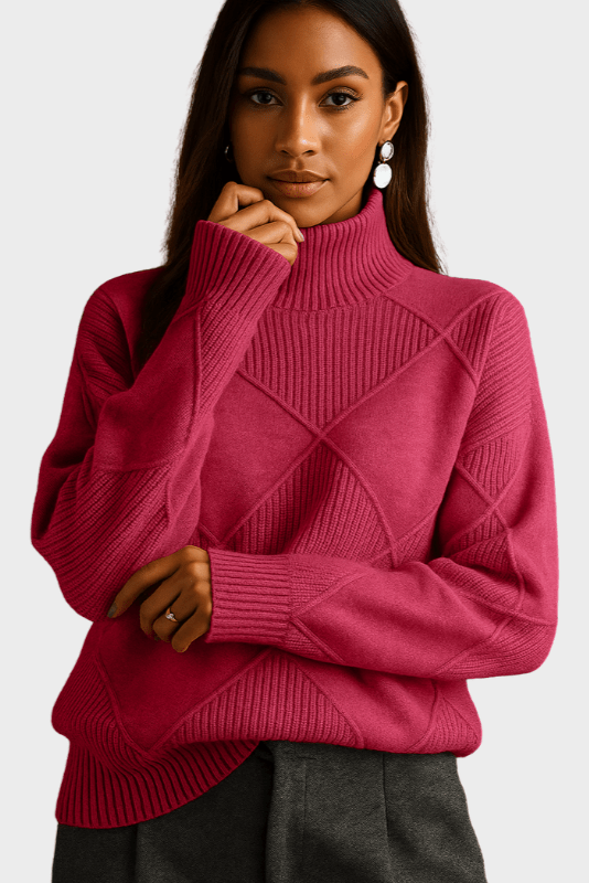 Ciara | Raspberry Roll-Neck Jumper