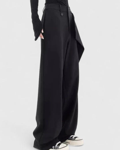 Chrissie | Black Wrap Wide-Leg Trousers