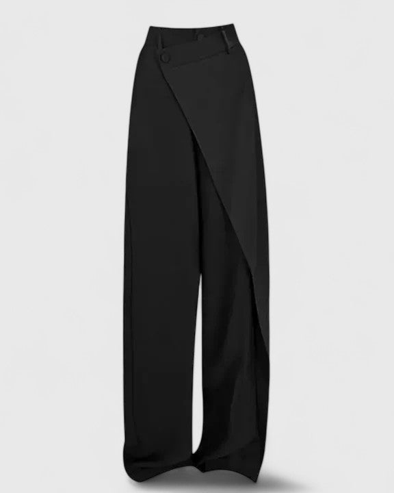 Chrissie | Black Wrap Wide-Leg Trousers