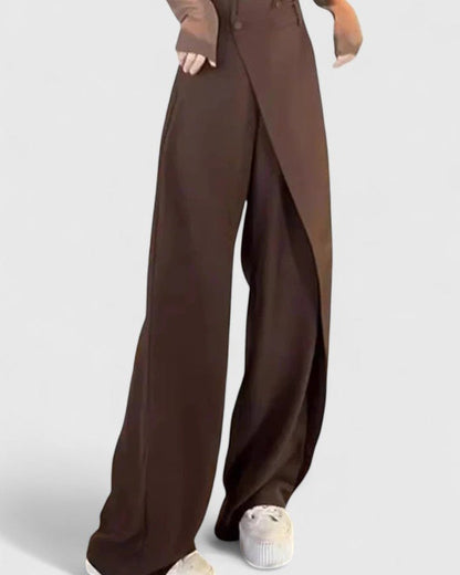 Chrissie | Black Wrap Wide-Leg Trousers