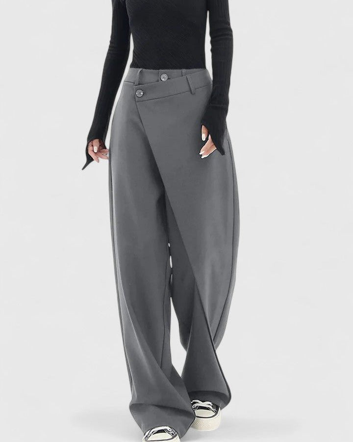 Chrissie | Black Wrap Wide-Leg Trousers