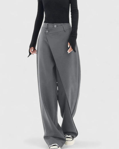 Chrissie | Black Wrap Wide-Leg Trousers