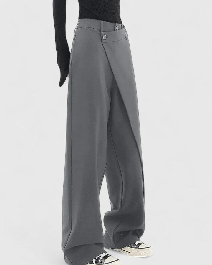 Chrissie | Black Wrap Wide-Leg Trousers