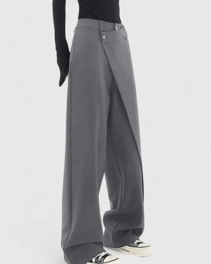 Chrissie | Black Wrap Wide-Leg Trousers