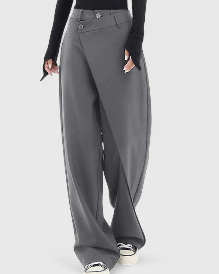 Chrissie | Black Wrap Wide-Leg Trousers