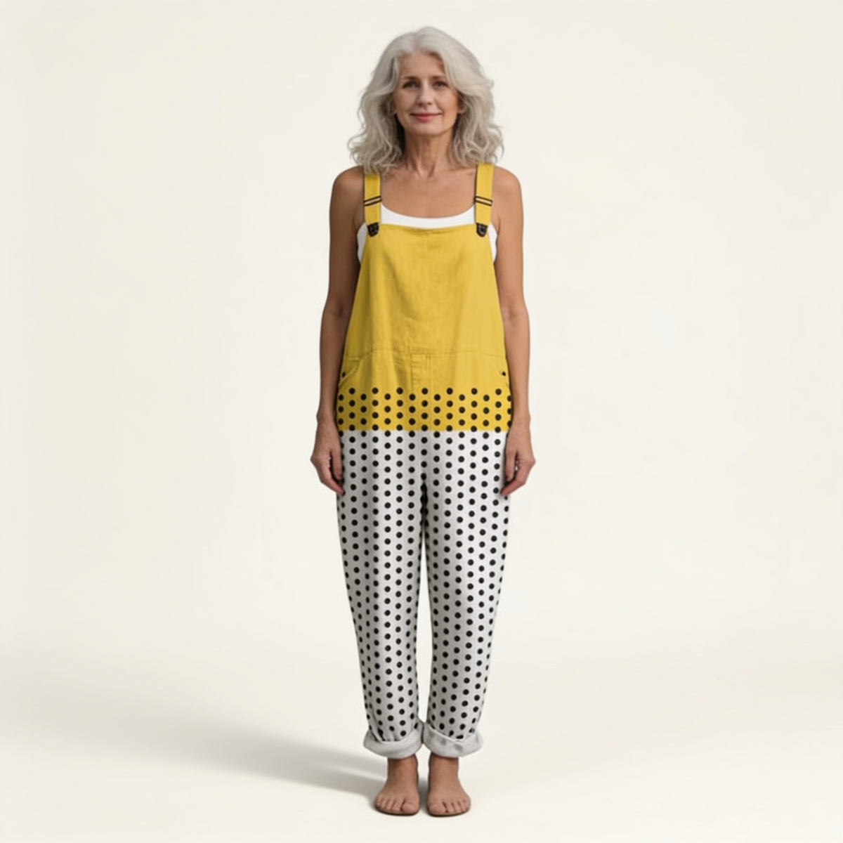 Ruth | Yellow Polka Dot Dungarees