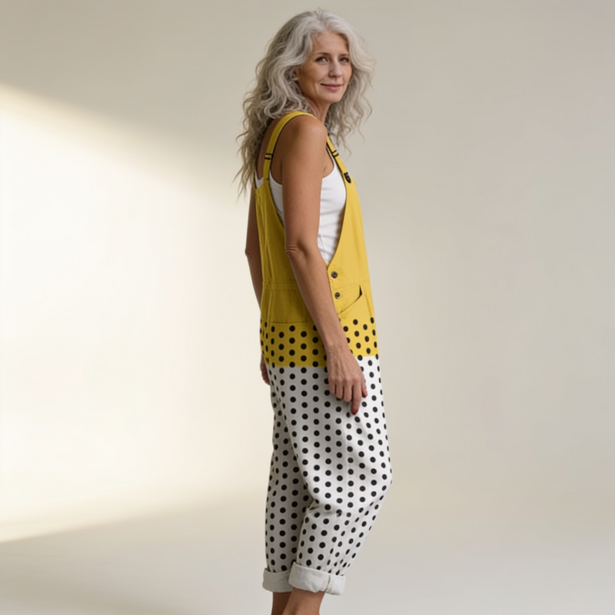 Ruth | Yellow Polka Dot Dungarees