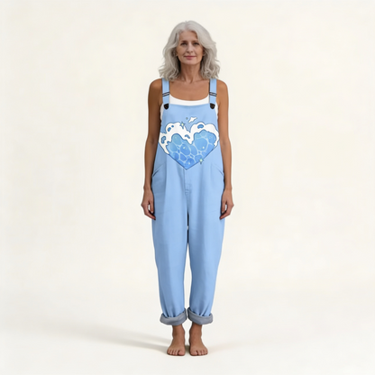Jane | Pale Blue Heart Dungarees