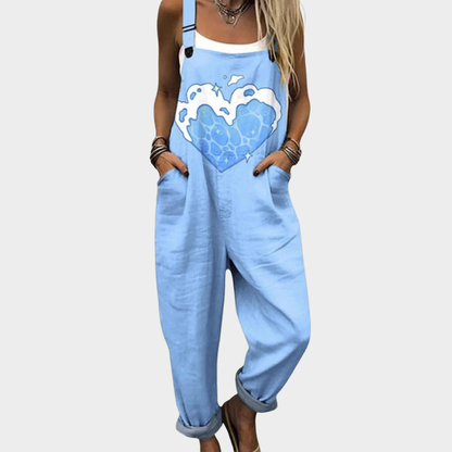 Jane | Pale Blue Heart Dungarees
