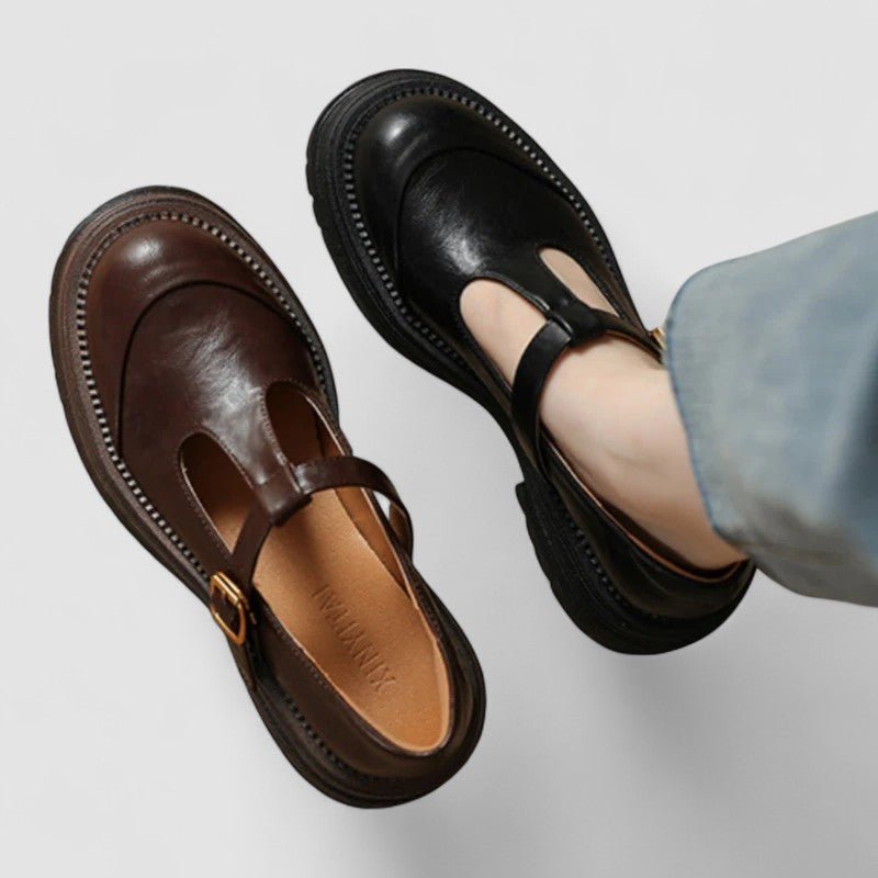Clara | Brown Brogue Mary Jane Shoes