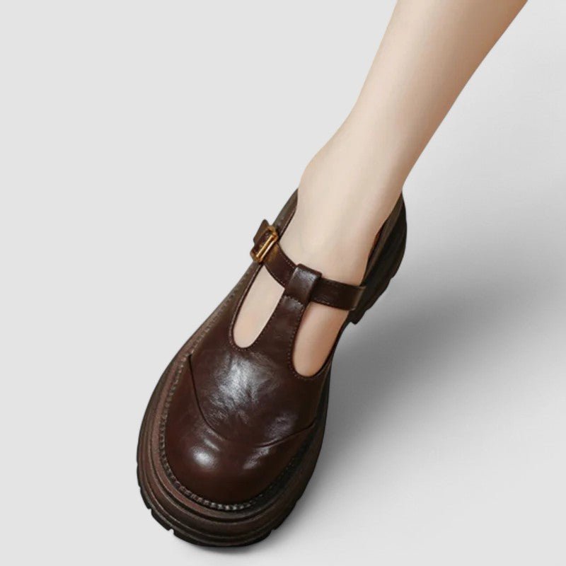 Clara | Brown Brogue Mary Jane Shoes