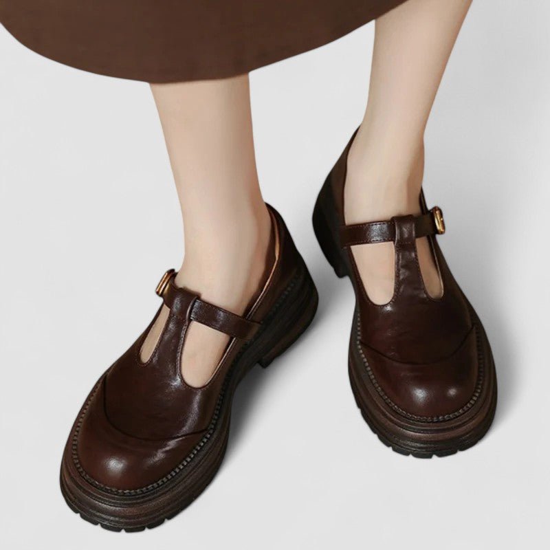 Clara | Brown Brogue Mary Jane Shoes