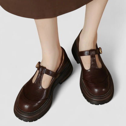 Clara | Brown Brogue Mary Jane Shoes