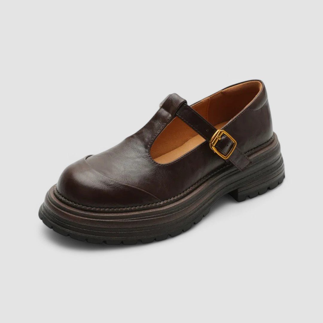 Clara | Brown Brogue Mary Jane Shoes