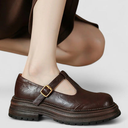 Clara | Brown Brogue Mary Jane Shoes