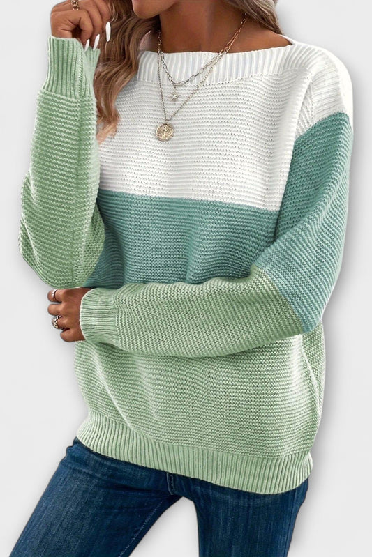 Clara | Green Colour-Block Jumper