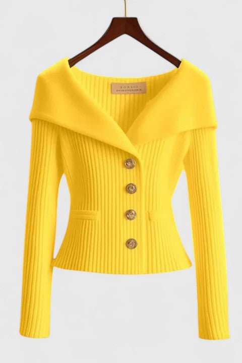Clarissa | Fuchsia Collared Ribbed Cardigan