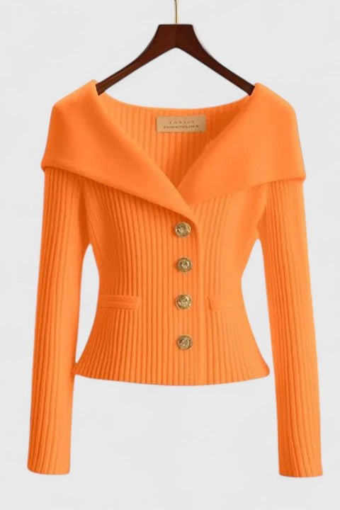 Clarissa | Fuchsia Collared Ribbed Cardigan