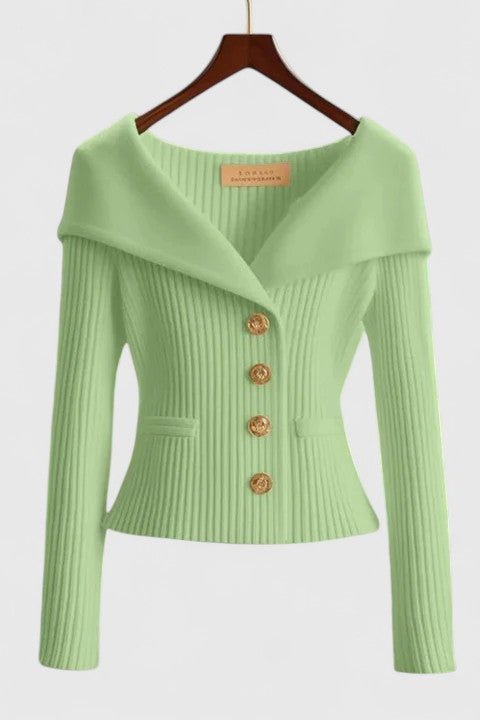Clarissa | Fuchsia Collared Ribbed Cardigan