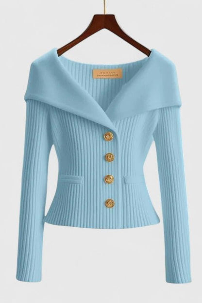 Clarissa | Fuchsia Collared Ribbed Cardigan