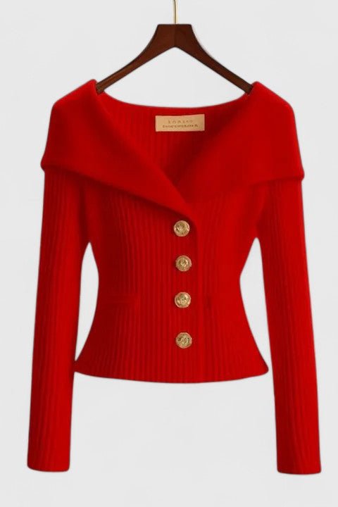 Clarissa | Fuchsia Collared Ribbed Cardigan