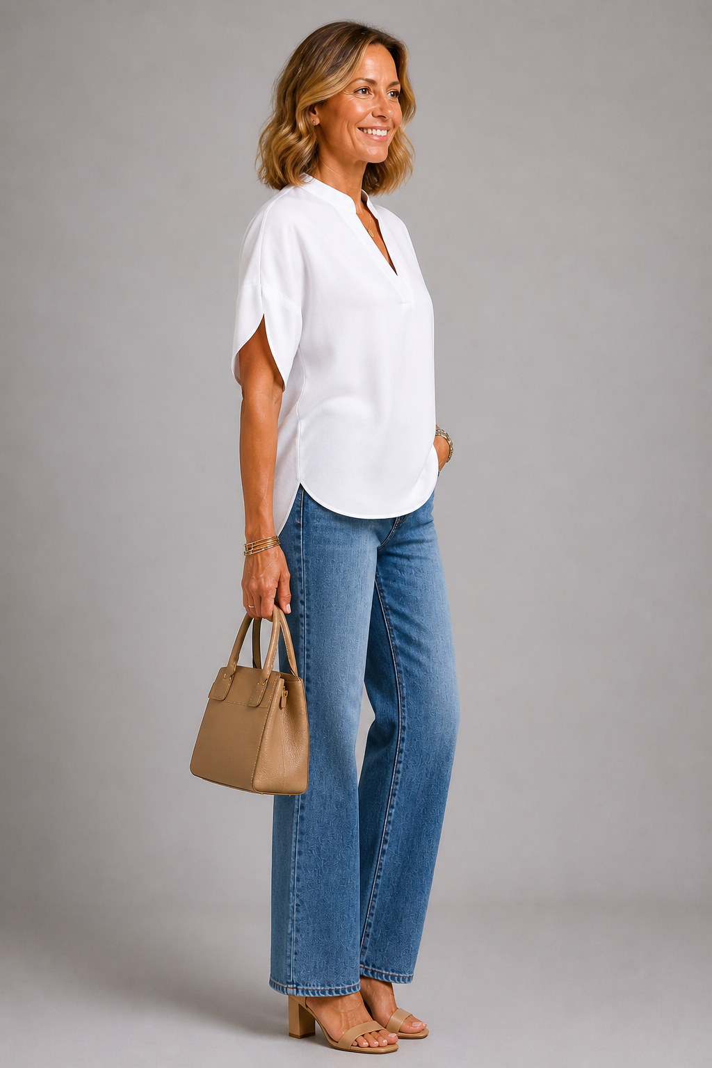 Stevie | White Notch-Neck Top