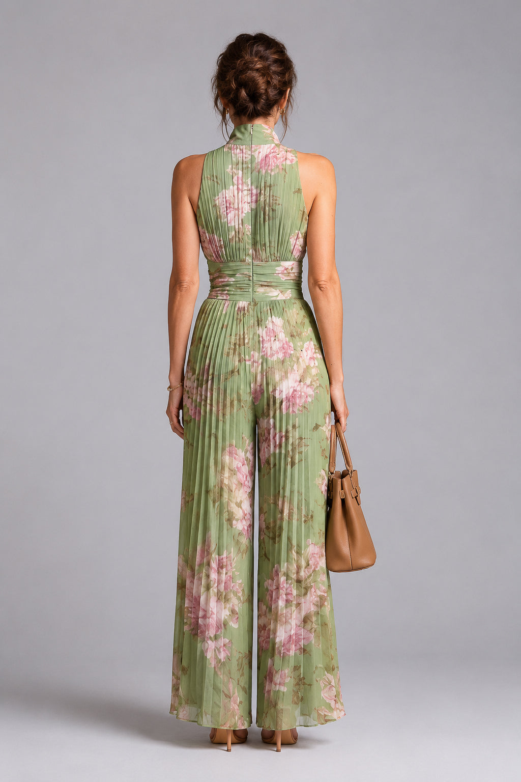 Gail | Sage Floral Halterneck Jumpsuit