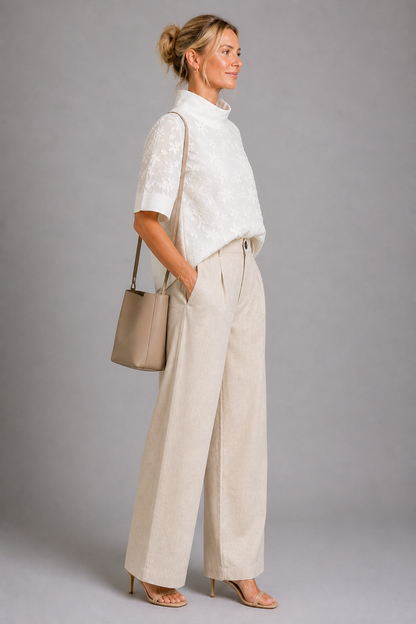 Willa | White Embroidered High-Neck Top