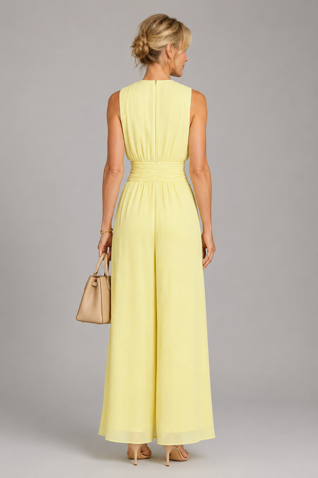 Erica | Pale Yellow Wide-Leg Jumpsuit