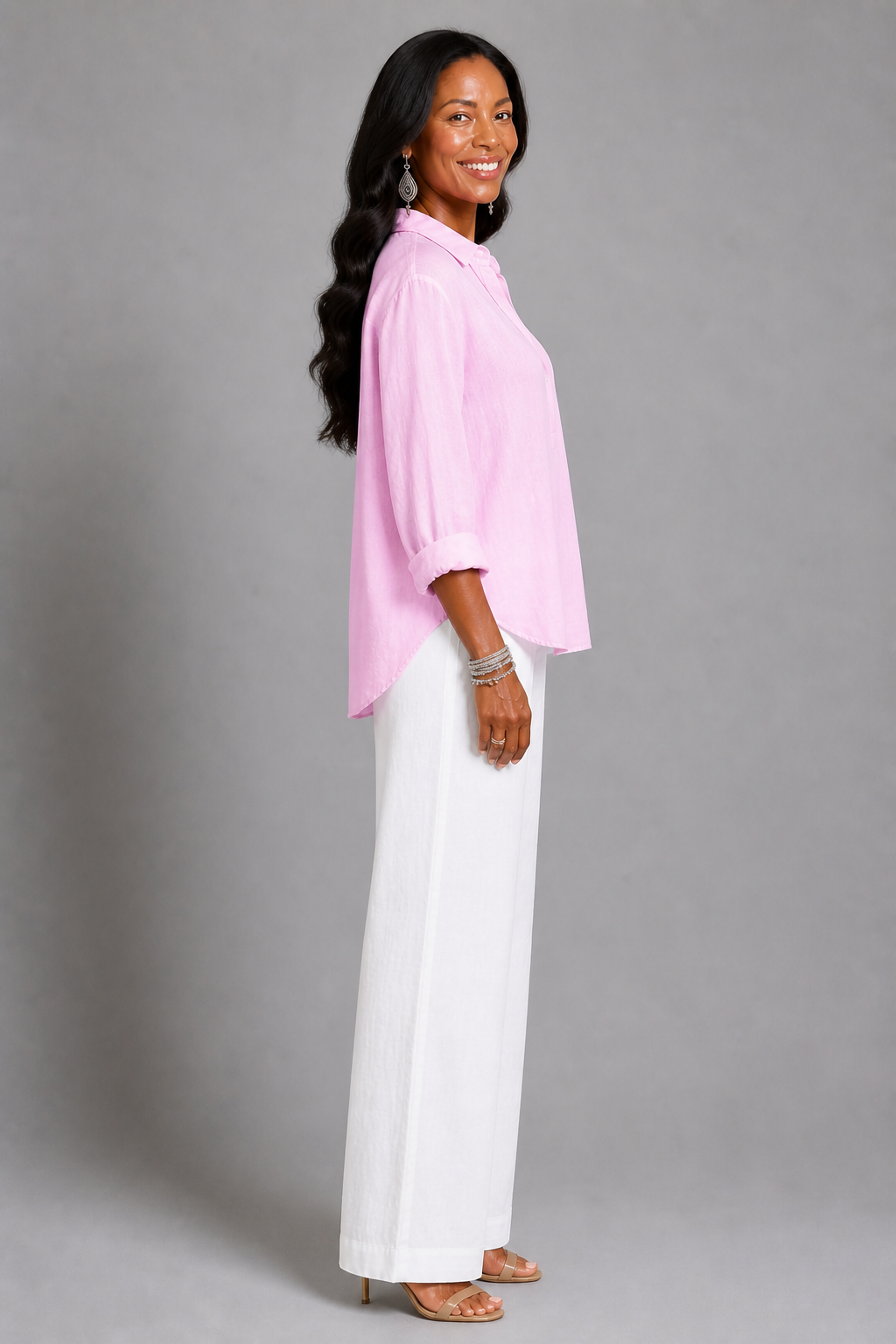 Harriet | Soft Pink Linen-Look Shirt