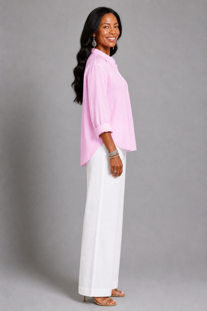 Harriet | Soft Pink Linen-Look Shirt