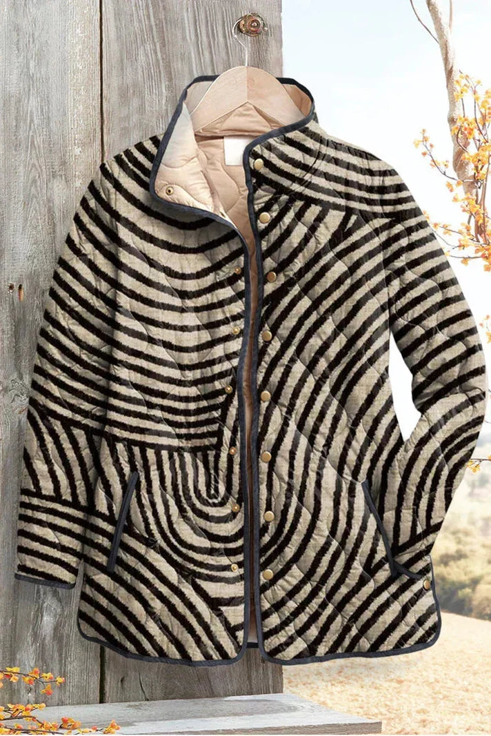 Daphne | Zebra Stripe Quilted Jacket