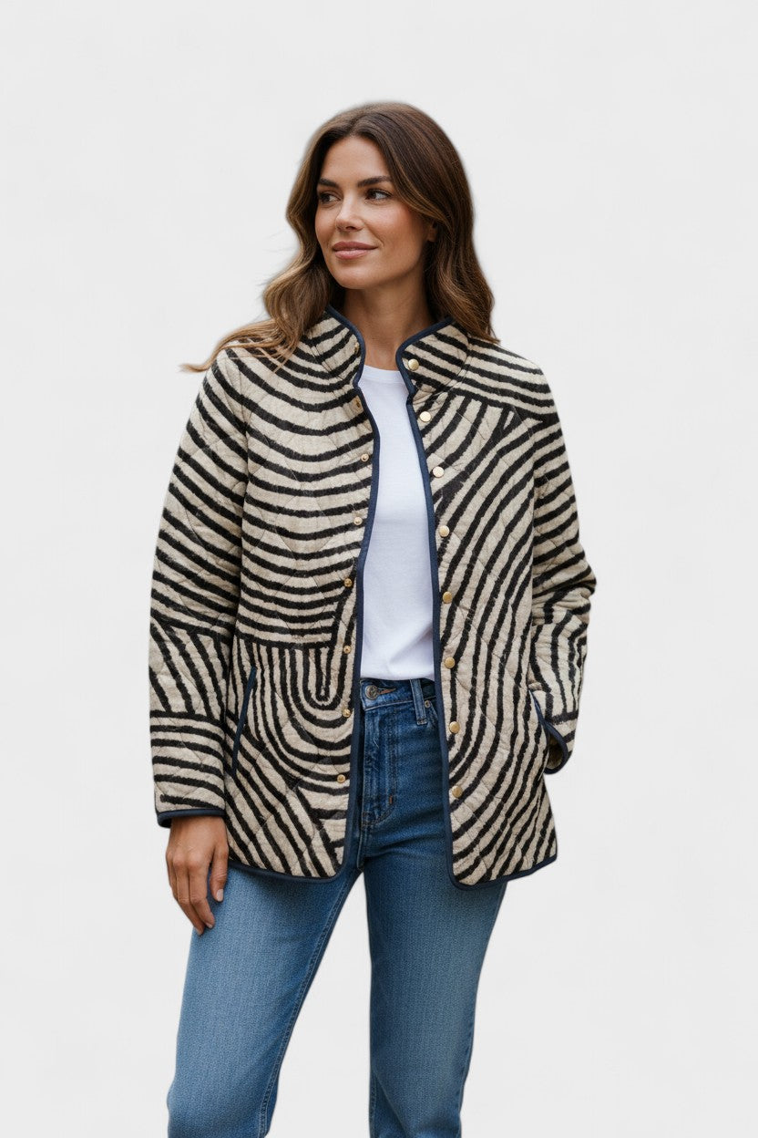 Daphne | Zebra Stripe Quilted Jacket