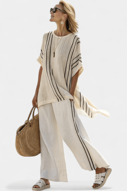 Daisy | Striped Oversized Top & Palazzo Trouser Set