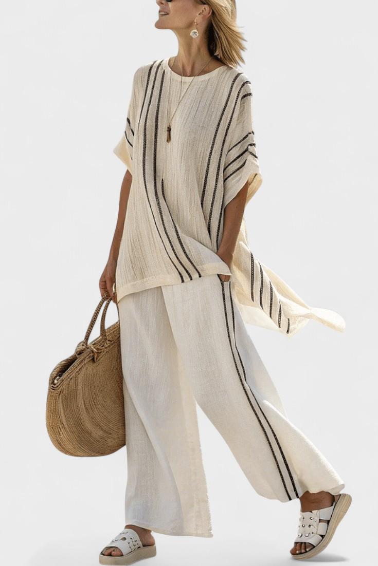 Daisy | Striped Oversized Top & Palazzo Trouser Set