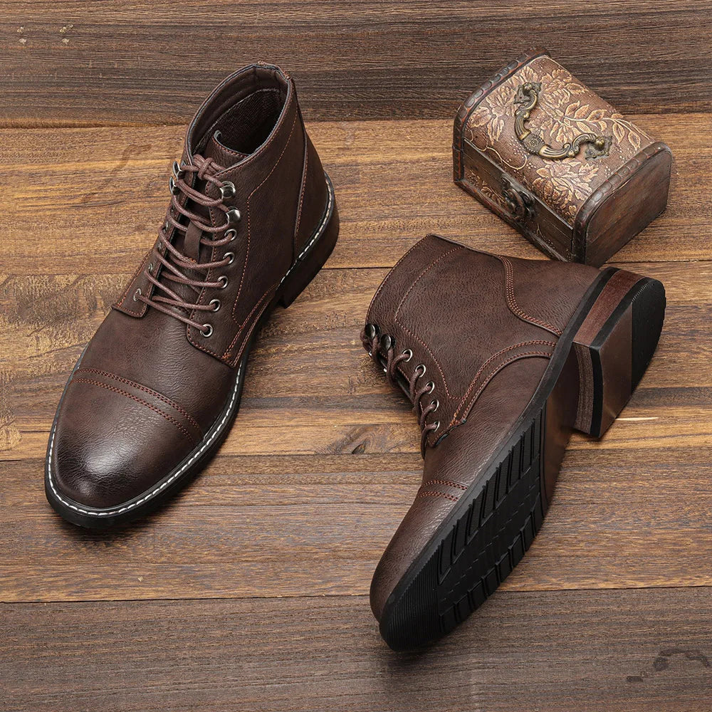Desmond | Brown Cap-Toe Lace-Up Boots