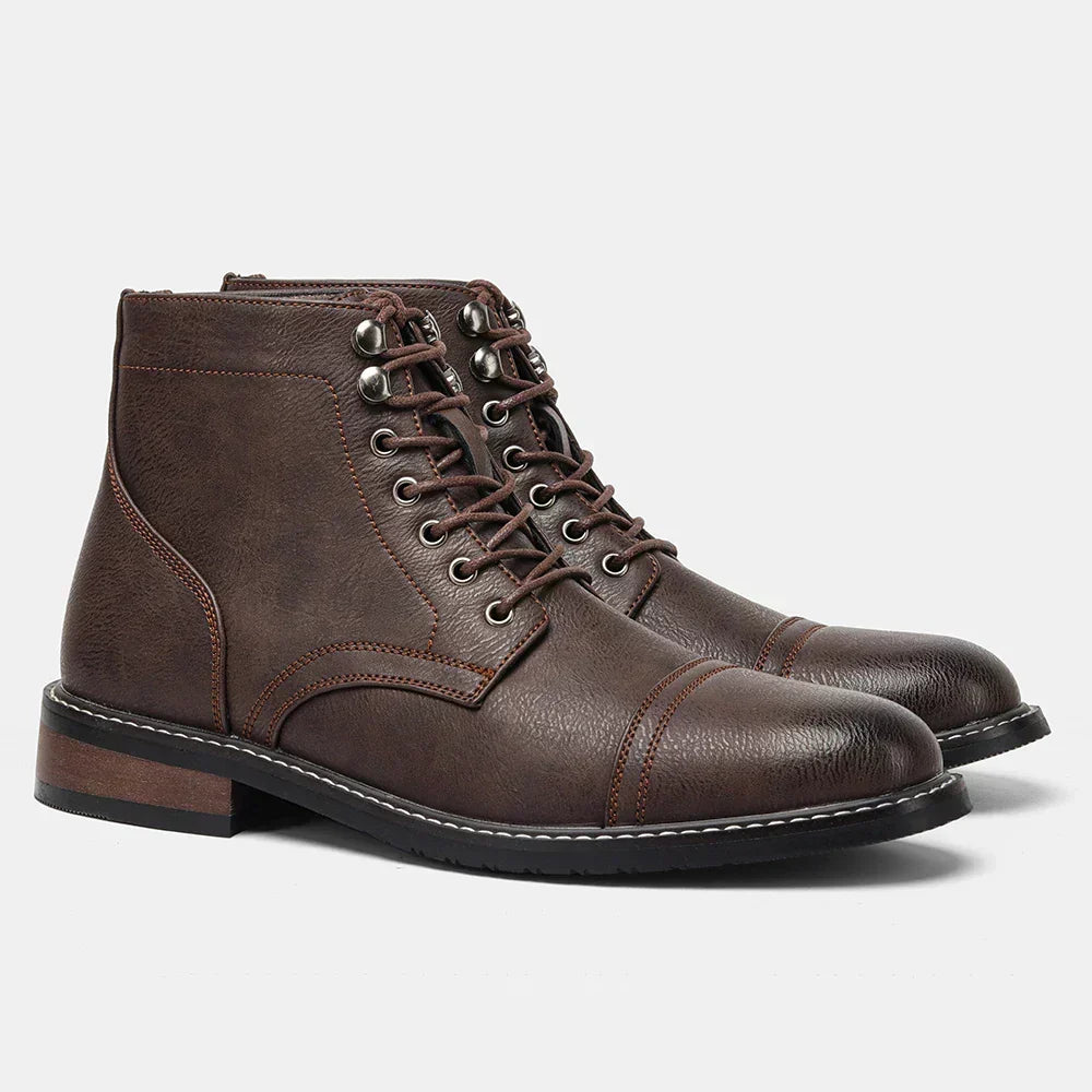 Desmond | Brown Cap-Toe Lace-Up Boots
