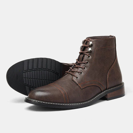 Desmond | Brown Cap-Toe Lace-Up Boots