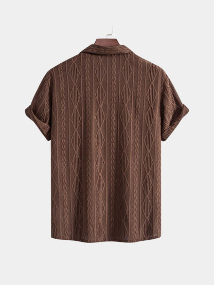 Daniel | Brown Textured Camp-Collar Shirt