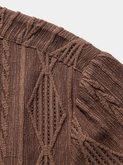 Daniel | Brown Textured Camp-Collar Shirt