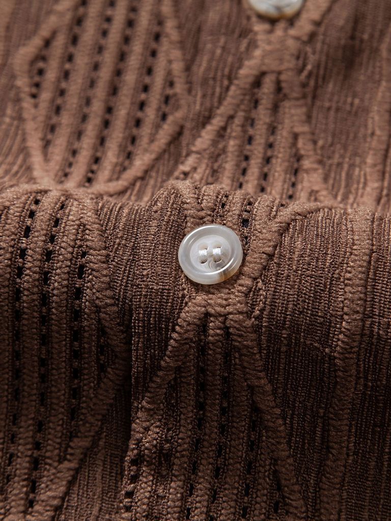 Daniel | Brown Textured Camp-Collar Shirt